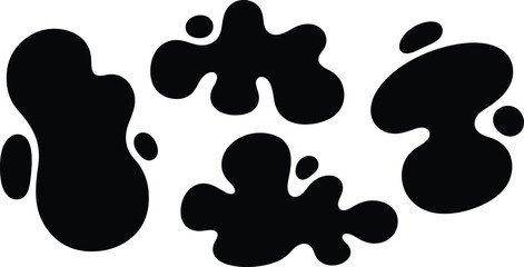 Fototapeta premium Black Ink Blobs on White Background