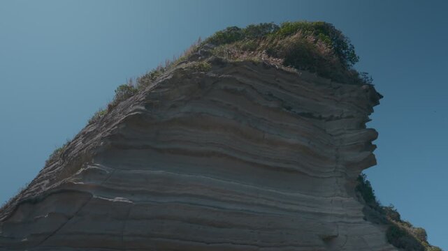 波の侵食でつくられた横しまの地層