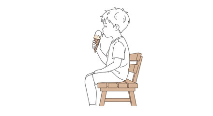 Fototapeta premium Boy sitting on a chair drinking.
