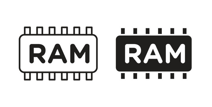 Ram memory icon in black color. Vector icons on white background