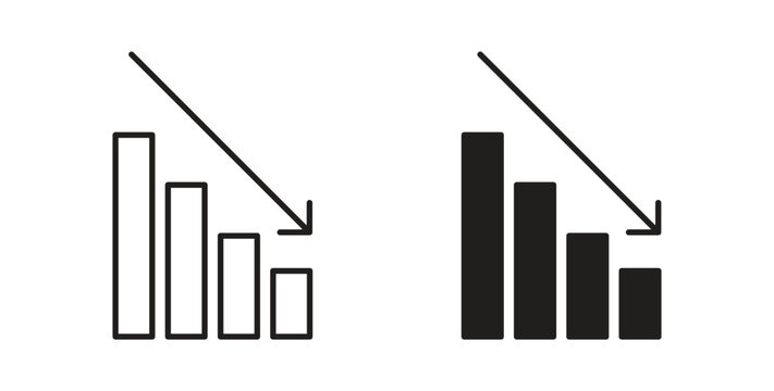 Reduction chart icon in black color. Vector icons on white background