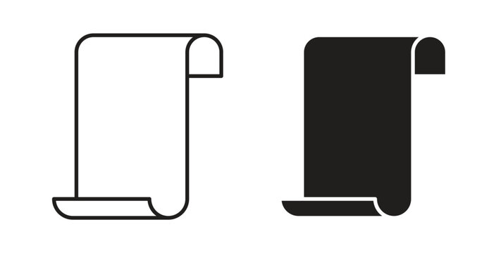 Scroll paper icon in black color. Vector icons on white background