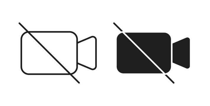 Video off icon in black color. Vector icons on white background