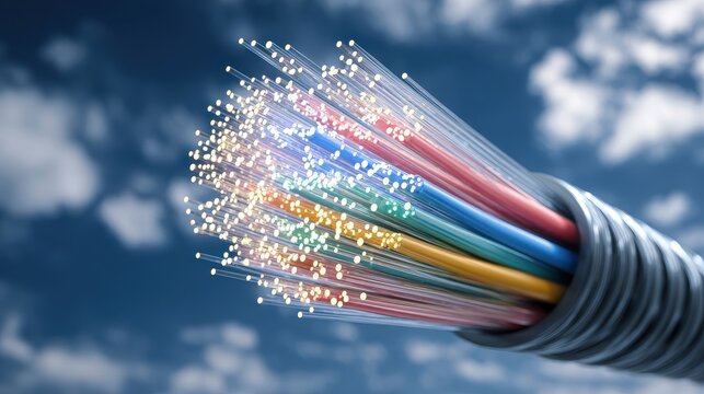 High-speed internet access provided through cable, fiber-optic, DSL, or satellite.