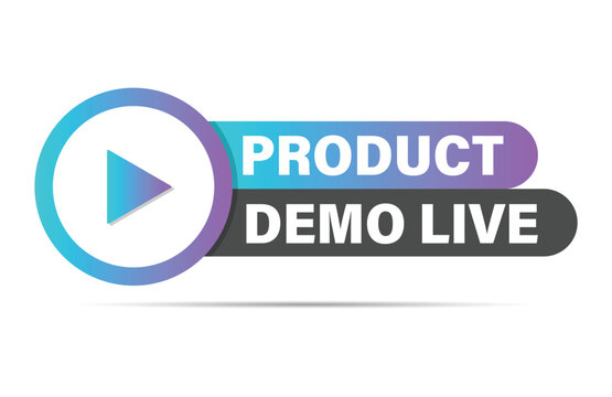 product demo live label flat design play button video banner