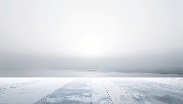a rustic wooden floor with worn white and gray paint, weathered planks showing texture, grain, and subtle scuffs