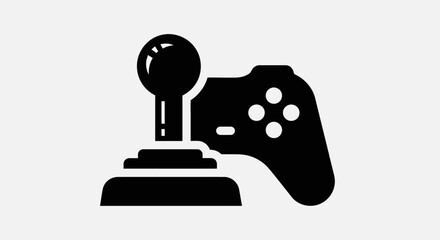 Black joystick and game controller on white background gaming symbol © PABITRA