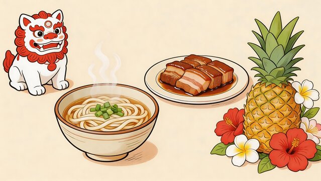 Chinese food and lion dance figure