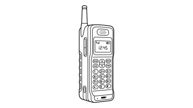 Classic Retro Mobile Phone Illustration Icon Representing Early Wireless Communication Technology