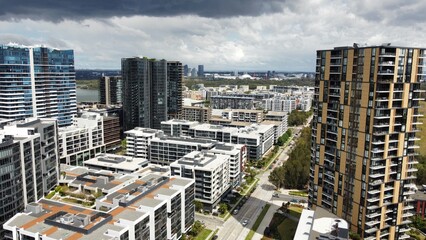 Naklejka premium Medium and high density apartments near water