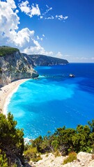 Obraz premium A serene coastal landscape with turquoise waters