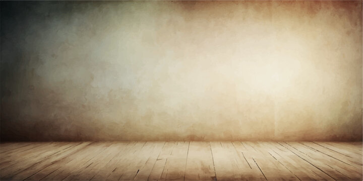 Empty vintage room interior featuring dark brown wooden parquet floors and ancient grunge wood wall textures in a blank house apartment design