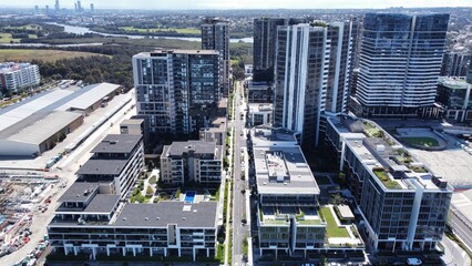 Fototapeta premium Water front apartments in near the city