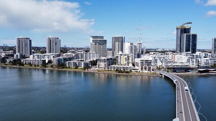 Obraz premium Water front apartments in near the city