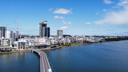 Obraz premium Water front apartments in near the city