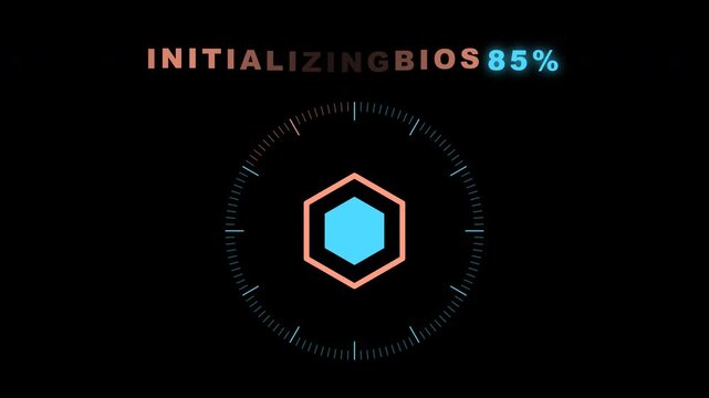 Computer Bios Booting Up Progress Bar Futuristic HUD Animation