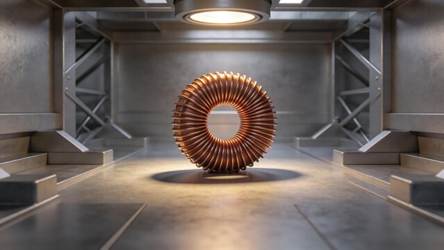 Metallic spiral coil in industrial setting
