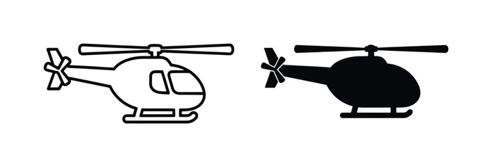 Helicopter vector icon set, black silhouette and outline chopper symbols, aviation transport graphics for logistics and travel design © Ayesha