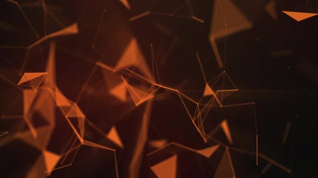Abstract Low Poly Background with Golden Triangles and Futuristic Geometric Network Design