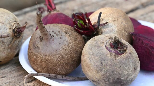 Fresh sliced beetroot on wooden surface. fresh beetroot on wooden background