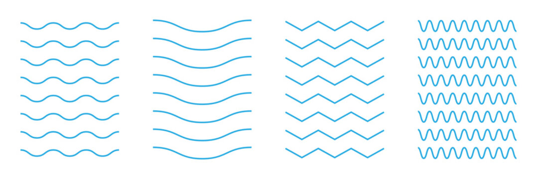 Wave line and wavy zigzag lines. Black underlines wavy curve zig zag line pattern in abstract style. Vector Illustration . EPS 10 .
