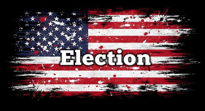 Election text on grunge distressed american flag background usa presidential or midterm elections concept