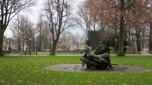 Utrecht, The Netherlands. Feast of the Muses Statue (Dutch: Feest der muzen) is the largest of the large number of statues by Hekman in Utrecht.