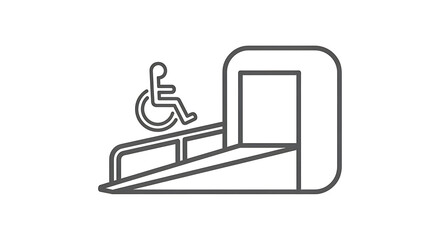 Fototapeta premium A simple line drawing of a wheelchair ramp leading to a doorway