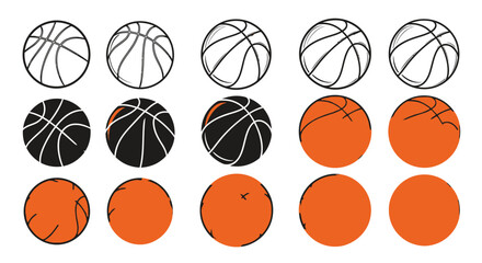 Obraz premium Group of Basketballs Showcasing Orange and Monochrome Variations.