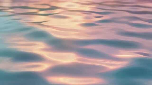 Calm water surface reflecting soft pastel colors during sunset or sunrise with gentle ripples