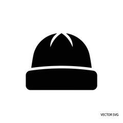 Fototapeta premium Black beanie hat icon in simple flat style for design and branding