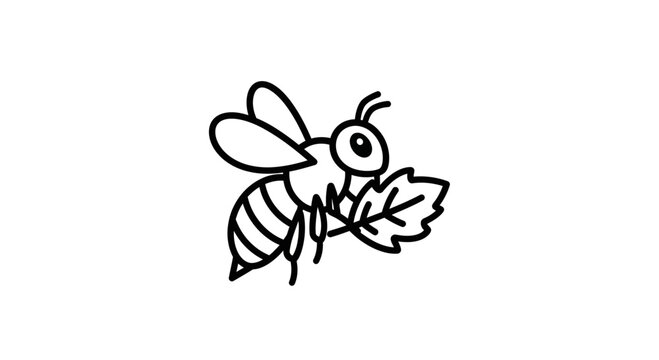 Cartoon bee holding a leaf.