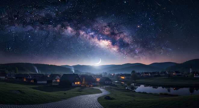 Night sky milky way landscape