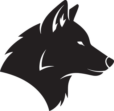 Wolf head silhouette, black wolf icon, canine illustration, animal symbol