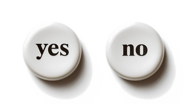 Simple yes and no button layout on a white background, emphasizing clarity, usability, and minimal interaction design
