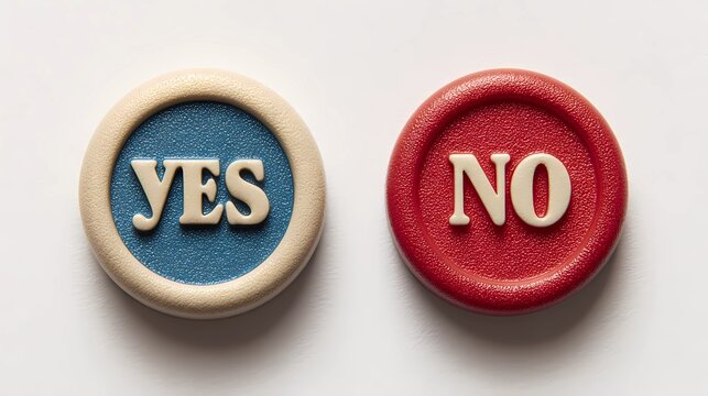 Simple yes and no button layout on a white background, emphasizing clarity, usability, and minimal interaction design