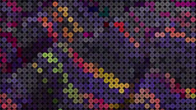 Abstract Dark Digital Mosaic of Buttons Shimmering in a Seamless Loop Background