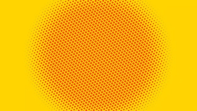 Orange halftone dotted circle element animation on yellow background
