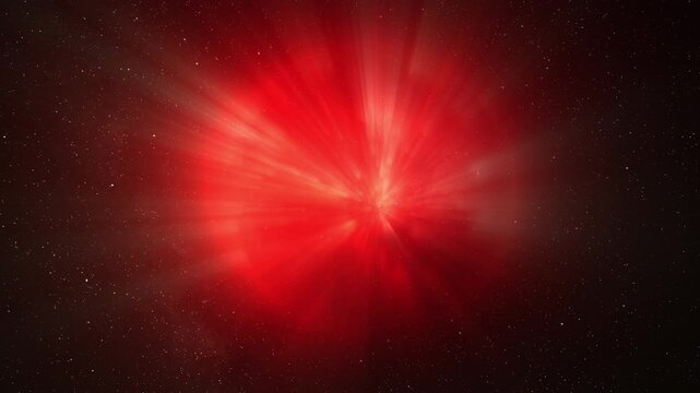 Abstract red glow sphere, science background. Digital technology planet structure in space, 4k