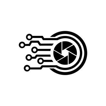 Digital Photography Icon with Circuit Lines.