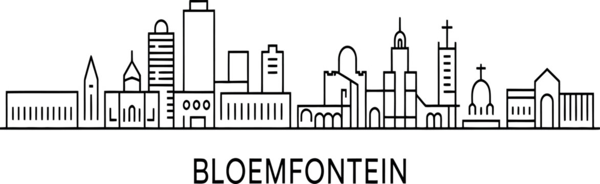 Minimal Line Drawing Skyline Representation Of Bloemfontein City Buildings