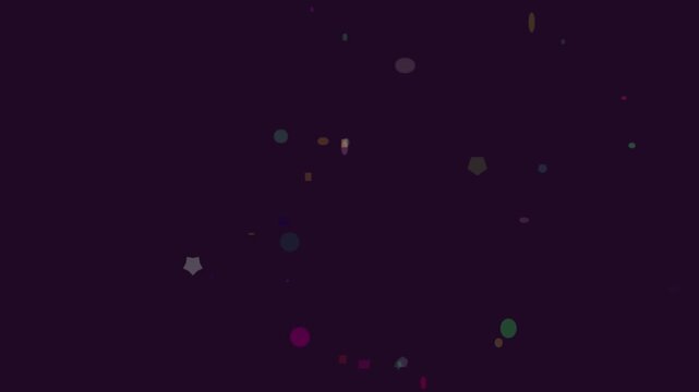 Colorful glowing particles orbiting in dark space animation loop neon