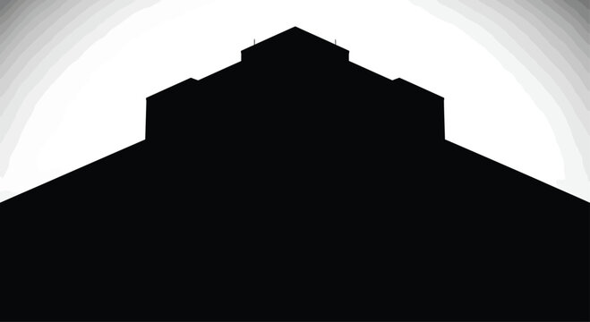 Black Building Silhouette against White Background