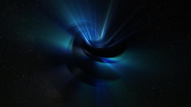 Abstract multicolor glow sphere with rays, science background. Bizzard planet structure in space, 4k