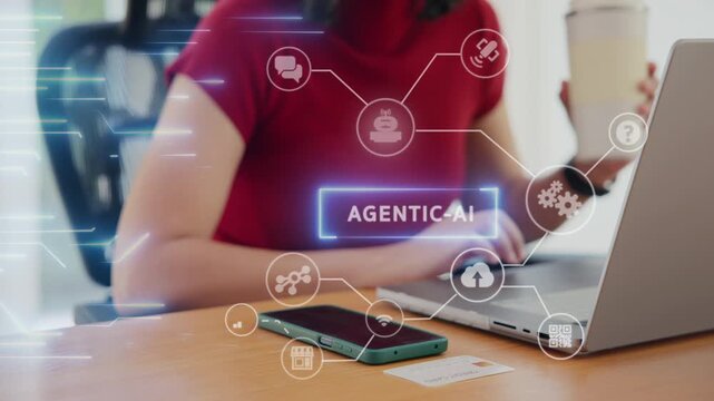 Young asian woman happy smile using search on phone Agent AI app retail shop store pay buy at home Modern Agentic bot order assisted people easy booking hotel ticket vacation smart life virtual wallet