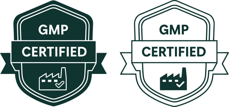 GMP Certified Badge Icons Set for Quality Assurance and Manufacturing Compliance Labels