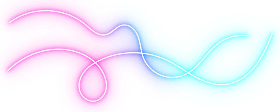 Abstract Neon Gradient Wave Line PNG Transparent Pink Blue Fluid Shape Modern Light Curve Design