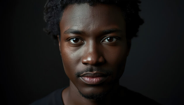Young black man portrait with confident expression and dramatic lighting