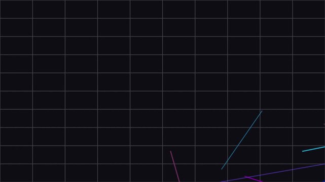 Modern geometric with diagonal purple lines on dark grid background