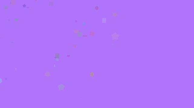 Vibrant colorful 3 d geometric shapes animation floating in purple space colors
